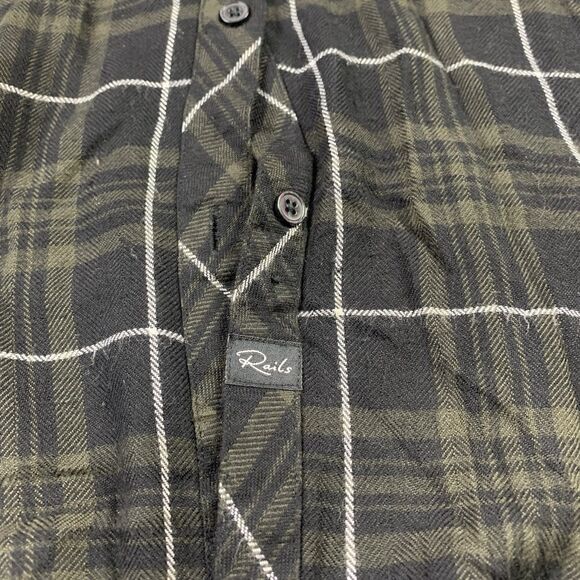 Rails Women’s Sz XL Plaid Button Up Shirt Long Sleeve Black & Green - Picture 3 of 8